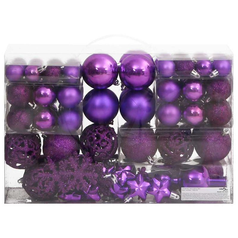 Set globuri de Crăciun 111 buc., violet, polistiren