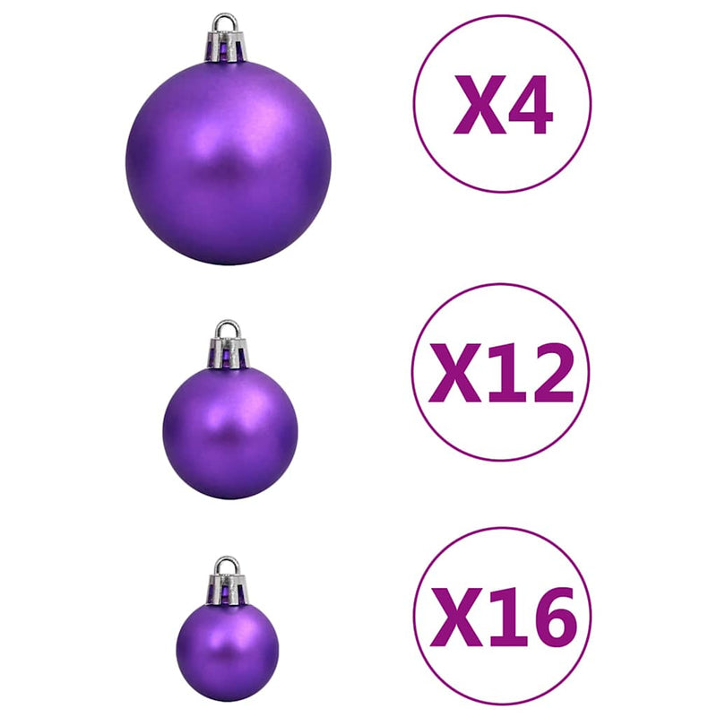 Set globuri de Crăciun 111 buc., violet, polistiren