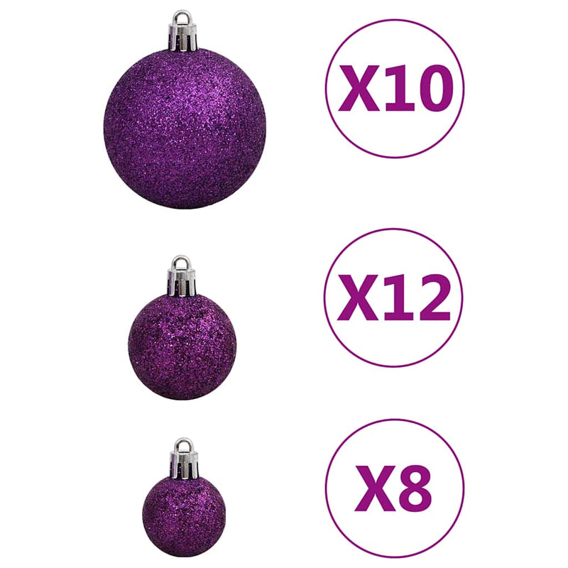 Set globuri de Crăciun 111 buc., violet, polistiren