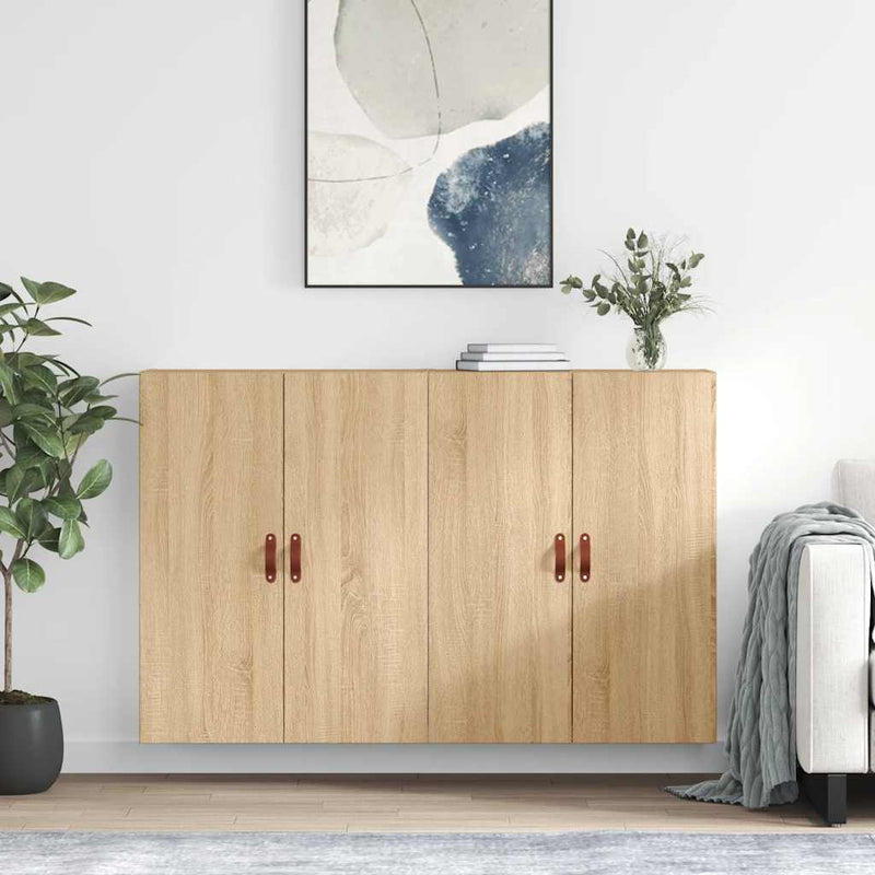 Dulapuri montate pe perete, 2 buc, stejar sonoma, 69,5x34x90 cm