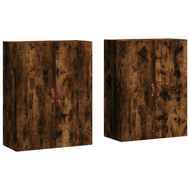 Dulapuri montate pe perete, 2 buc, stejar afumat, 69,5x34x90 cm
