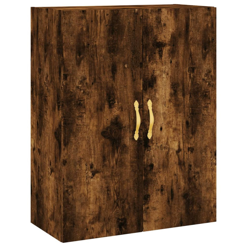 Dulapuri montate pe perete, 2 buc, stejar afumat, 69,5x34x90 cm