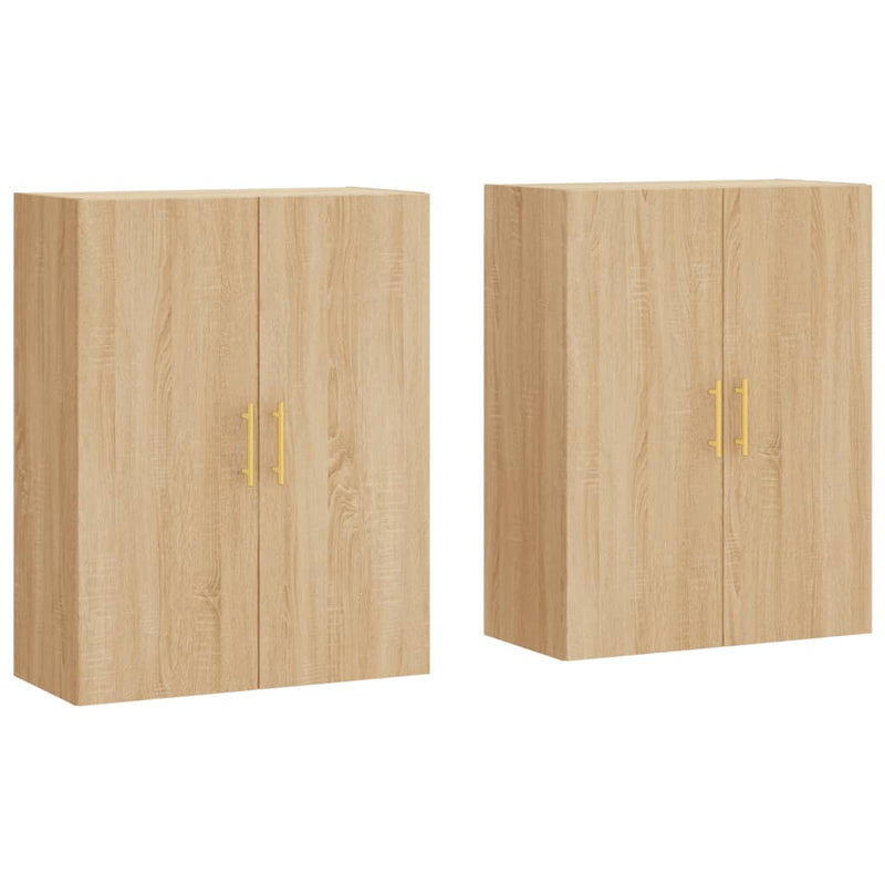 Dulapuri montate pe perete, 2 buc, stejar sonoma, 69,5x34x90 cm