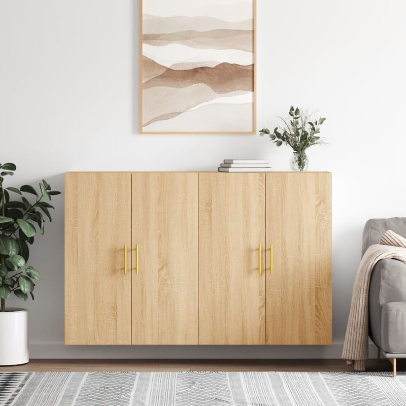 Dulapuri montate pe perete, 2 buc, stejar sonoma, 69,5x34x90 cm
