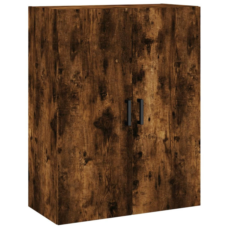 Dulapuri montate pe perete, 2 buc, stejar afumat, 69,5x34x90 cm