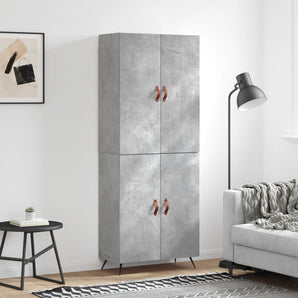 Dulap înalt, gri beton, 69,5x34x180, lemn compozit