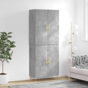 Dulap înalt, gri beton, 69,5x34x180, lemn compozit
