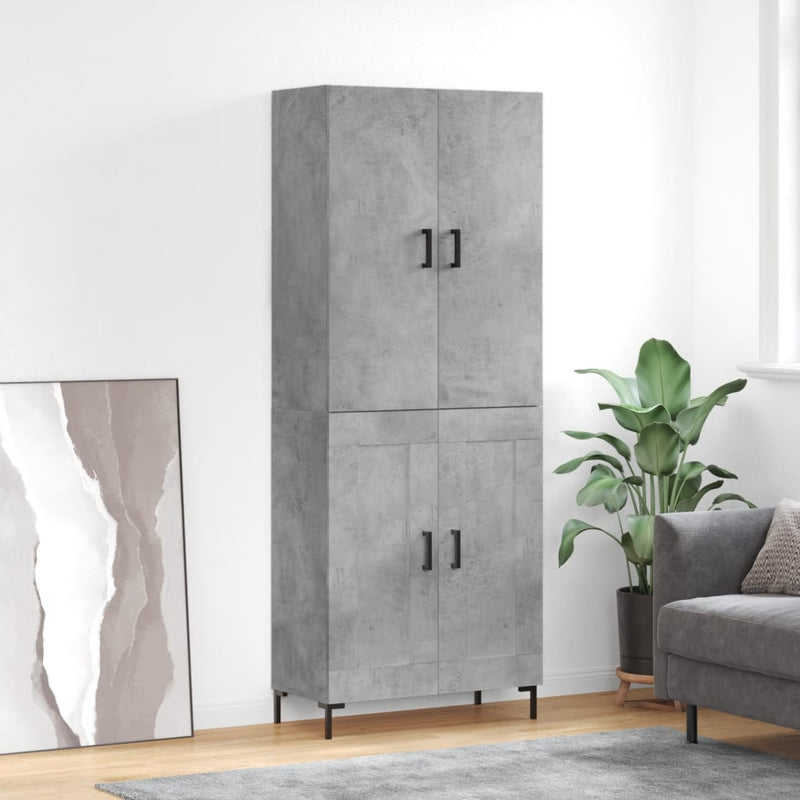 Dulap înalt, gri beton, 69,5x34x180, lemn compozit
