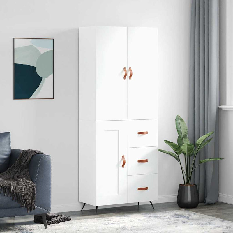 Dulap înalt, alb, 69,5x34x180 cm, lemn compozit