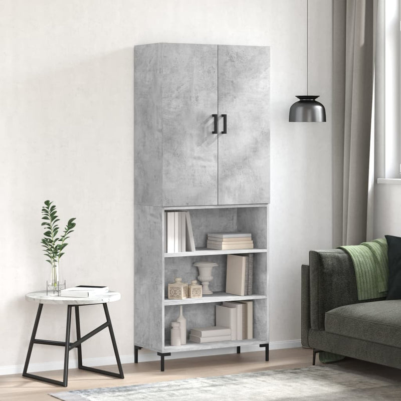 Dulap înalt, gri beton, 69,5x34x180, lemn compozit