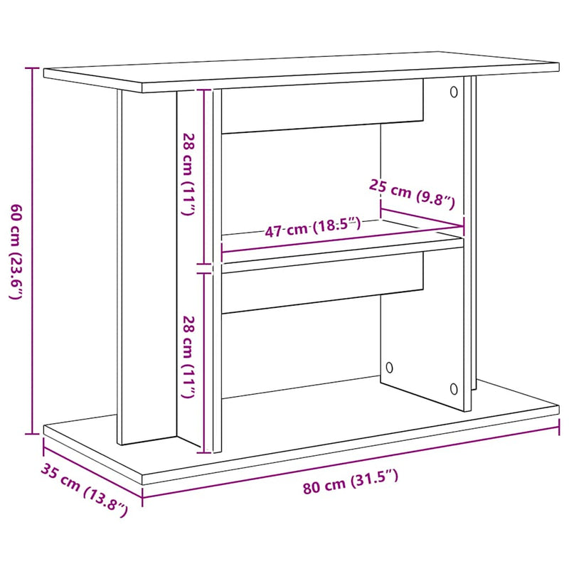 Suport pentru acvariu, gri, Sonoma, 80x35x60 cm, lemn stratificat