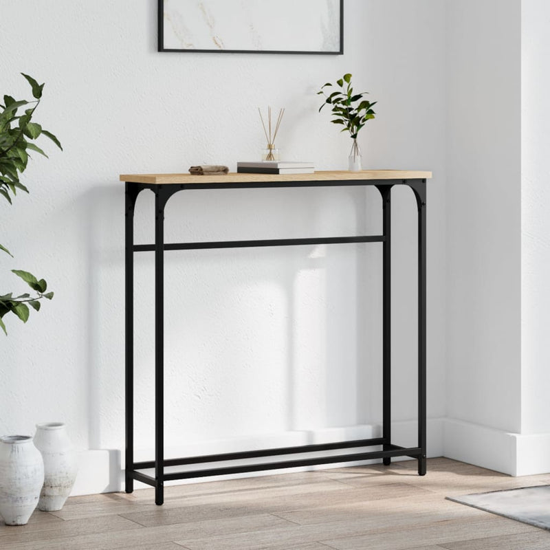 Masă consolă din stejar Sonoma, 75x19,5x75 cm, lemn stratificat