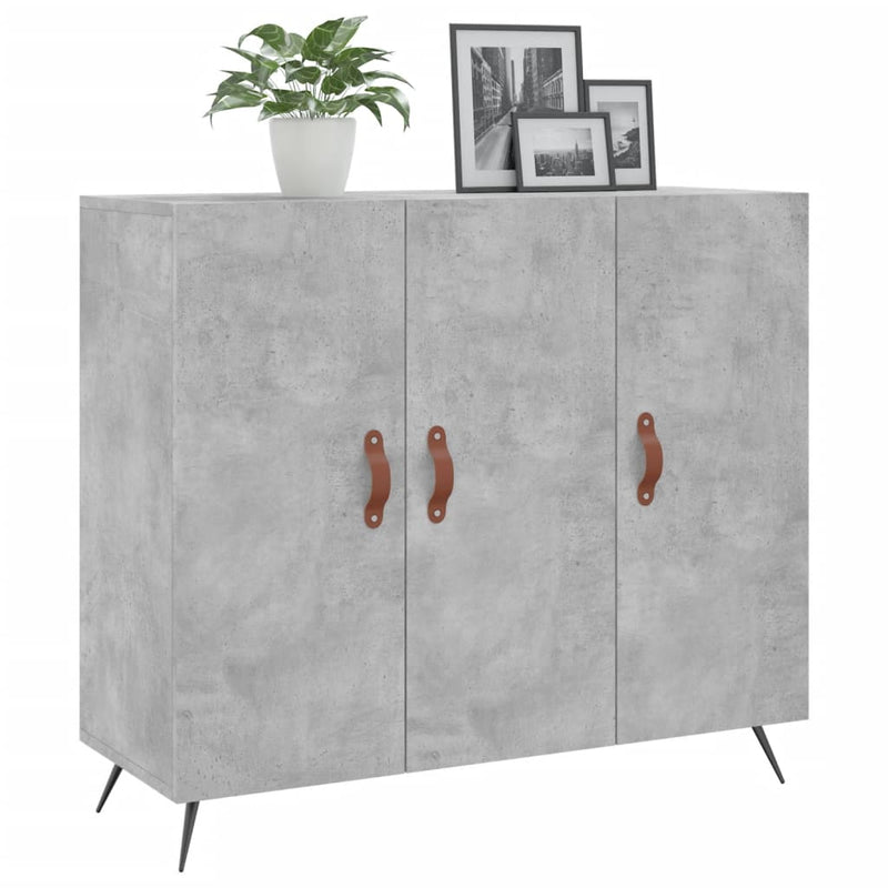 Dulap, gri beton, 90x34x80 cm, lemn compozit
