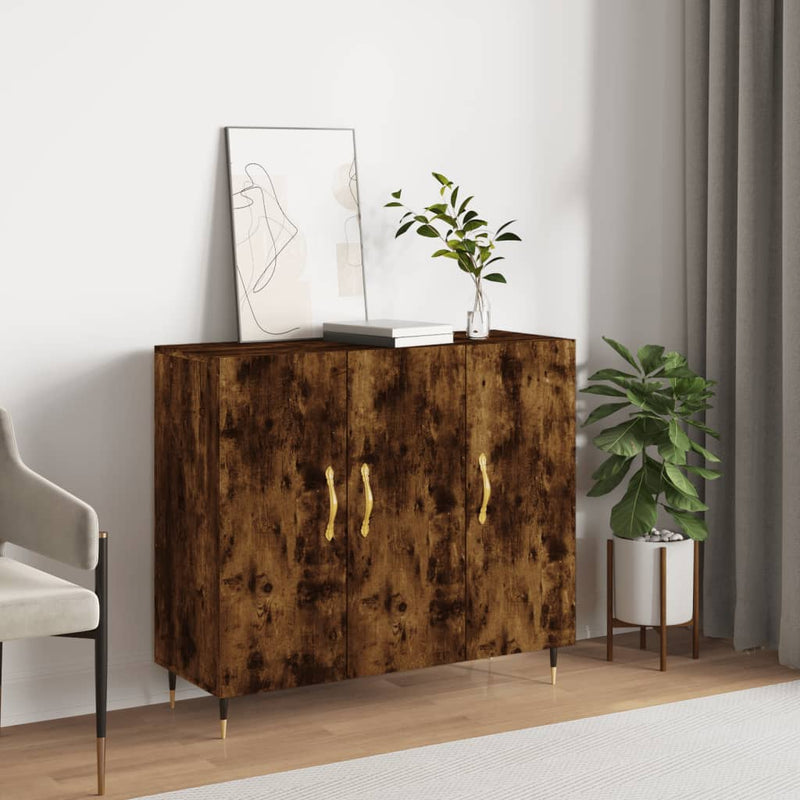 Dulap, stejar fumuriu, 90x34x80 cm, lemn compozit