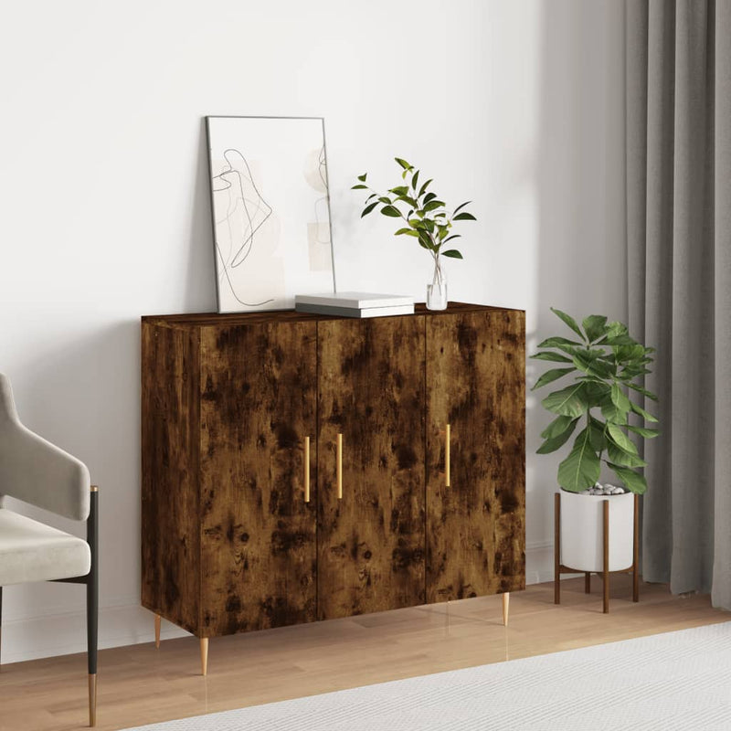 Dulap, stejar fumuriu, 90x34x80 cm, lemn compozit