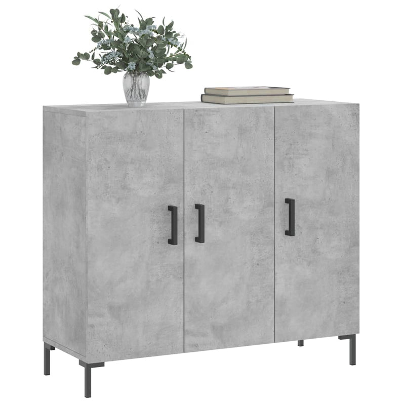 Dulap, gri beton, 90x34x80 cm, lemn compozit