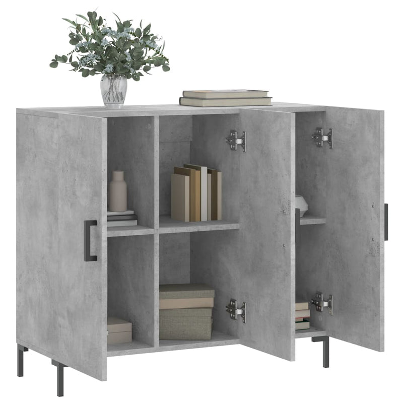Dulap, gri beton, 90x34x80 cm, lemn compozit