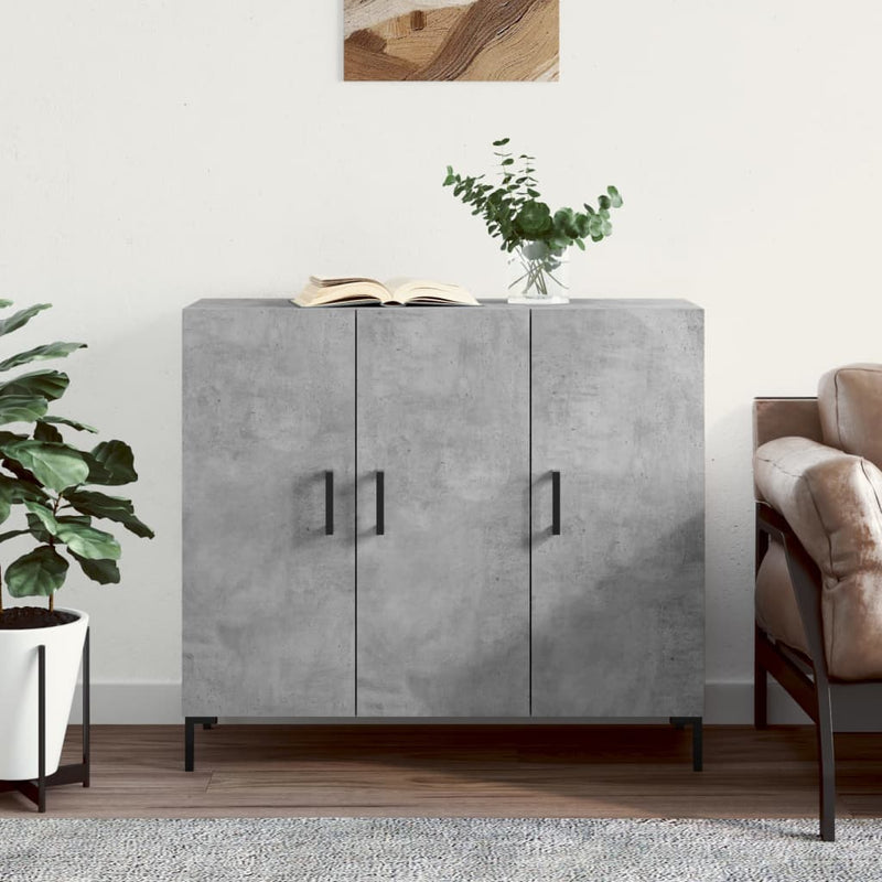 Dulap, gri beton, 90x34x80 cm, lemn compozit