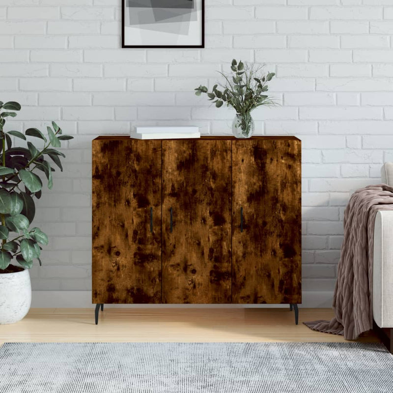 Dulap, stejar fumuriu, 90x34x80 cm, lemn compozit