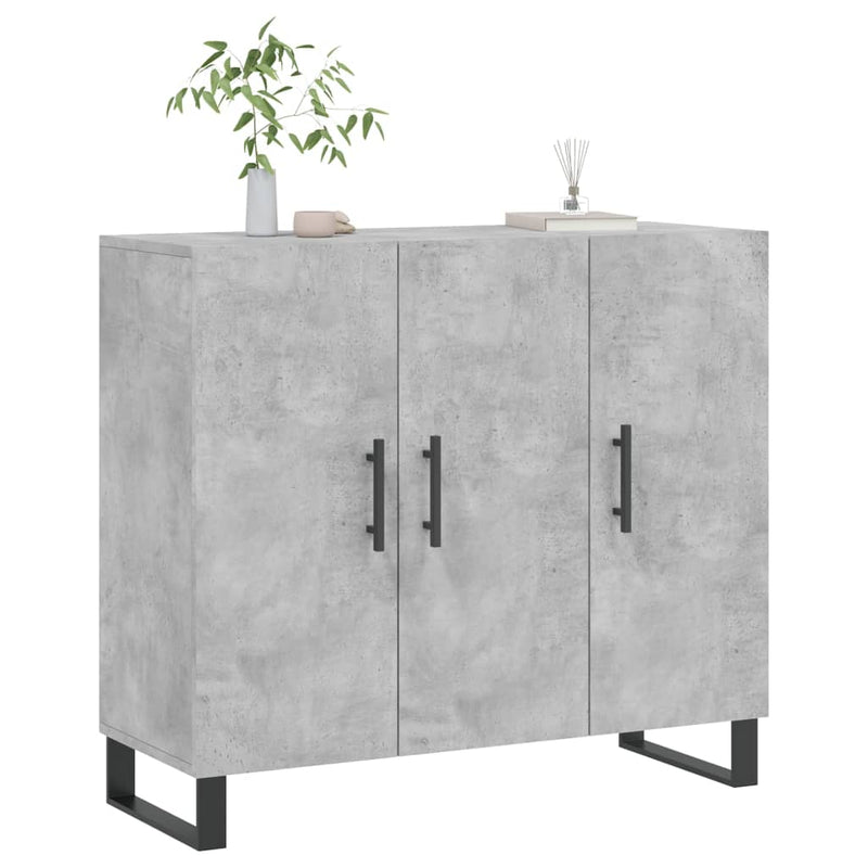 Dulap, gri beton, 90x34x80 cm, lemn compozit