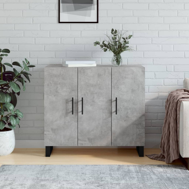 Dulap, gri beton, 90x34x80 cm, lemn compozit
