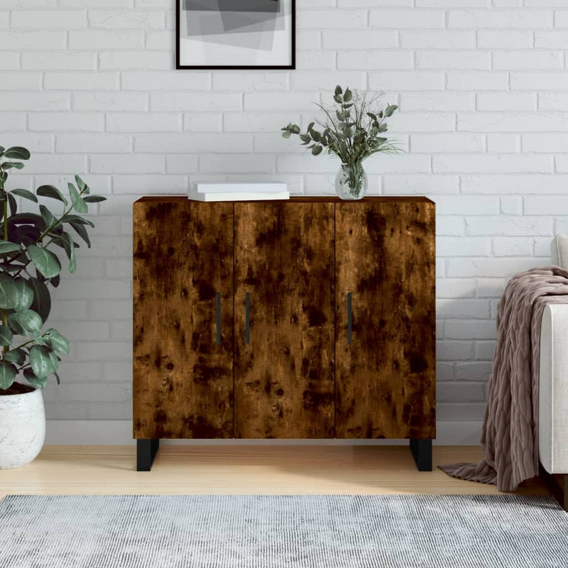 Dulap, stejar fumuriu, 90x34x80 cm, lemn compozit