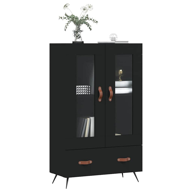 Dulap înalt, negru, 69,5x31x115 cm, lemn prelucrat