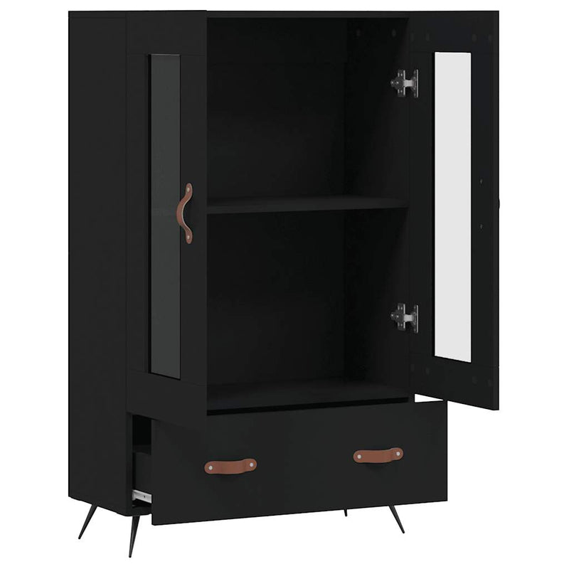 Dulap înalt, negru, 69,5x31x115 cm, lemn prelucrat