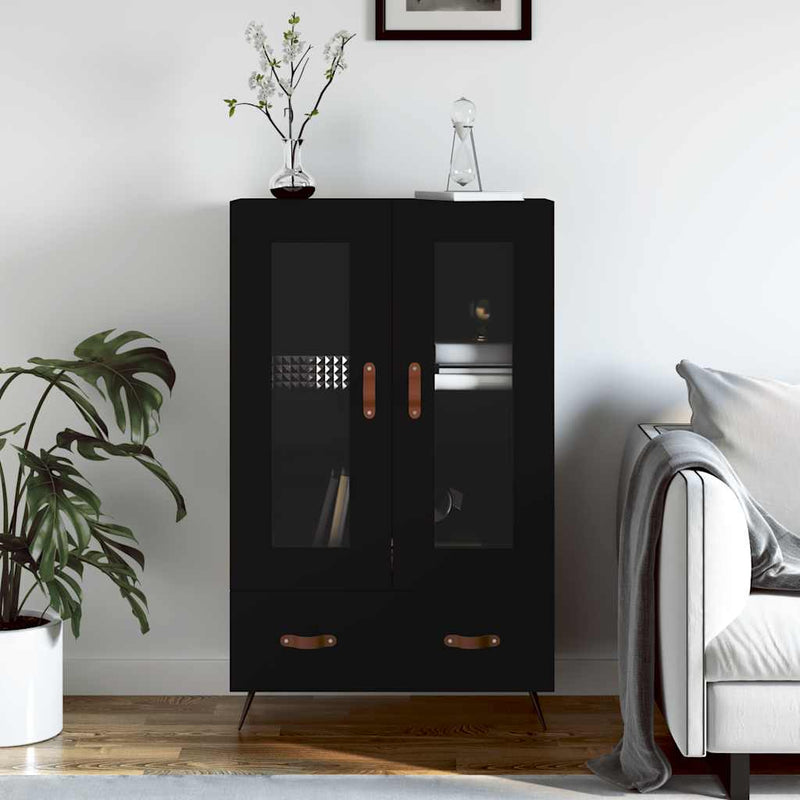 Dulap înalt, negru, 69,5x31x115 cm, lemn prelucrat