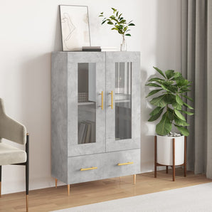Dulap înalt, gri beton, 69,5x31x115 cm, lemn prelucrat