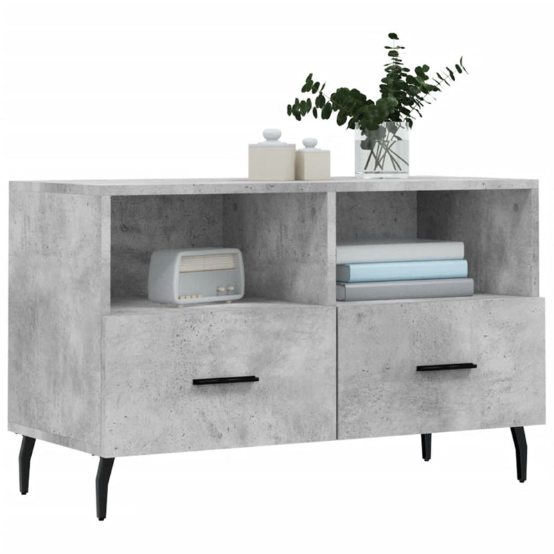 Comodă TV, gri beton, 80x36x50 cm, lemn compozit