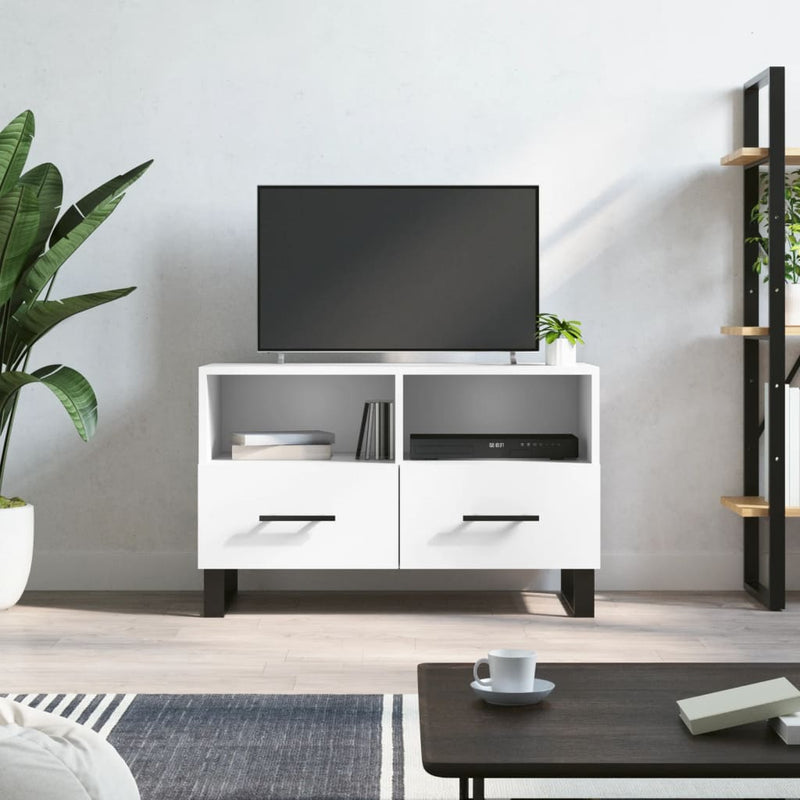 Comodă TV, alb, 80x36x50 cm, lemn prelucrat