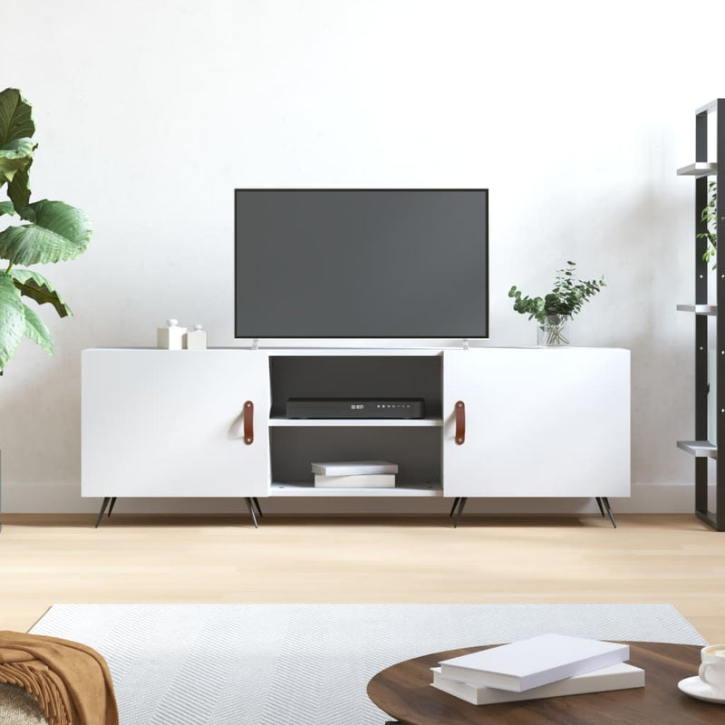 Comodă TV, alb, 150x30x50 cm, lemn compozit