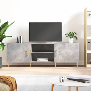 Comodă TV, gri beton, 150x30x50 cm, lemn compozit