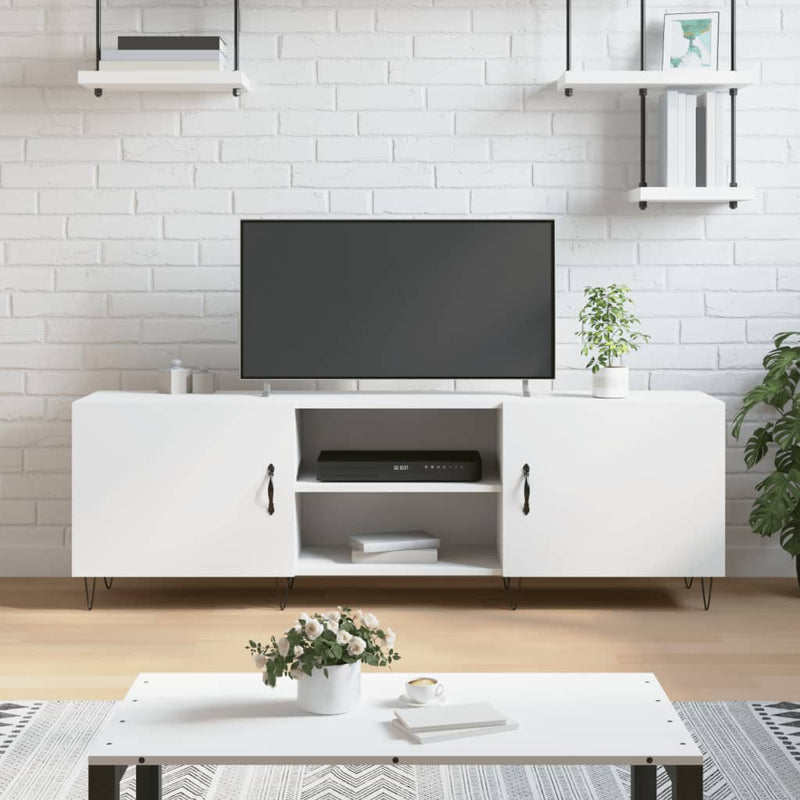 Comodă TV, alb, 150x30x50 cm, lemn compozit