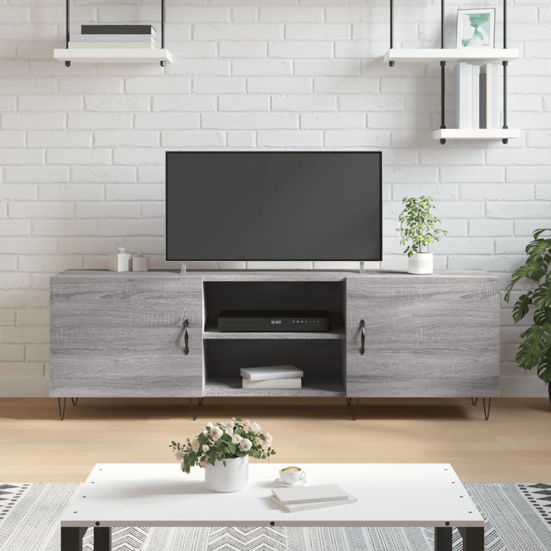 Comodă TV, gri sonoma, 150x30x50 cm, lemn compozit