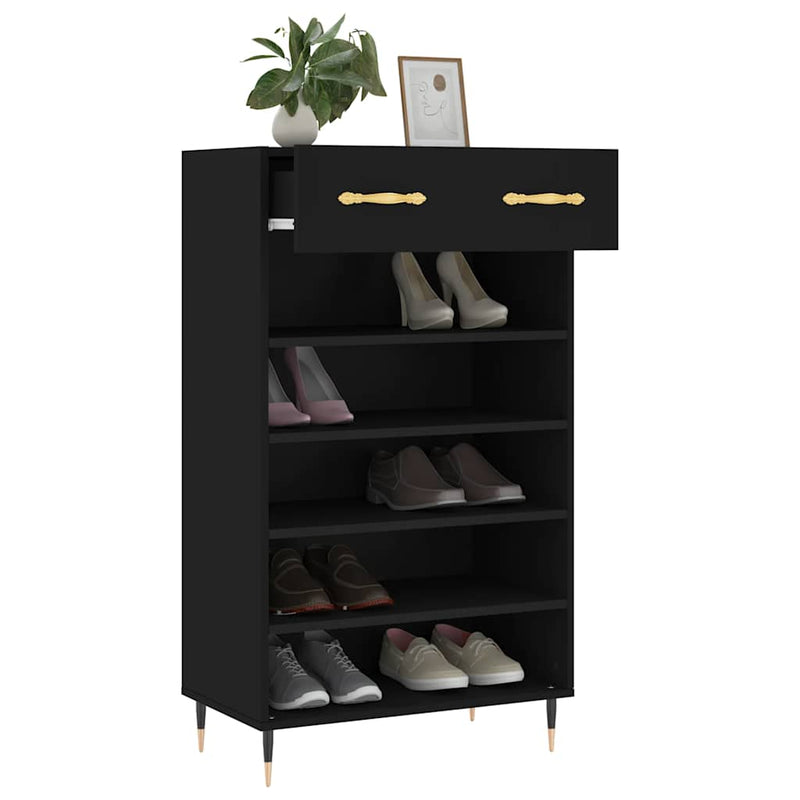 Pantofar, negru, 60x35x105 cm, lemn compozit