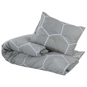 Set cu husă de pilotă, gri și alb, 260x240 cm, bumbac