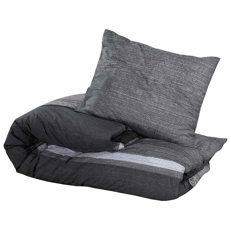 Set cu husă de pilotă, gri închis și negru, 200x220 cm, bumbac