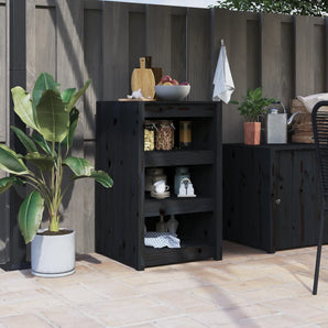 Dulap bucătărie de exterior MEPPEL negru, 55x55x92 cm, lemn masiv pin