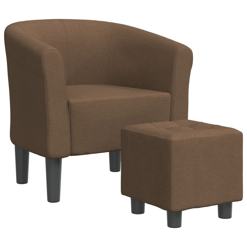 Fotoliu tip cuvă cu taburet, maro, material textil