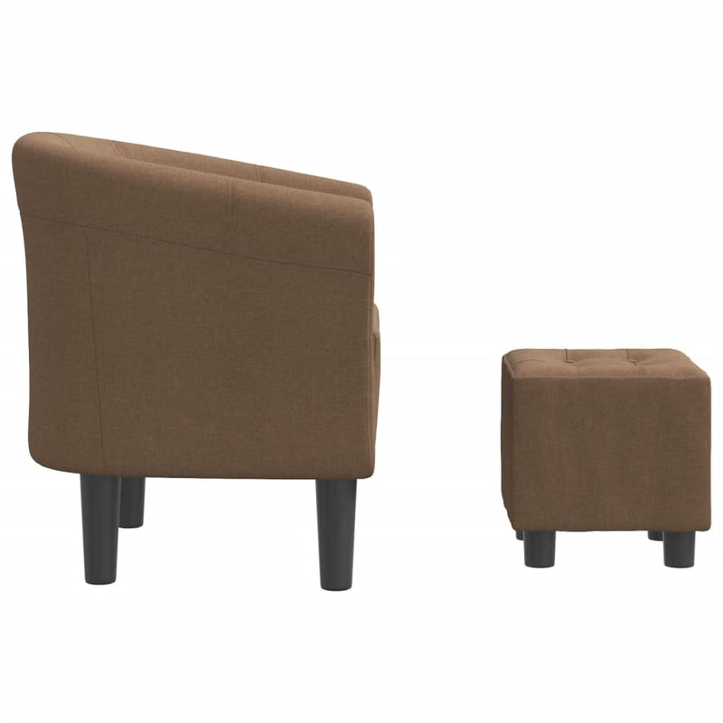 Fotoliu tip cuvă cu taburet, maro, material textil
