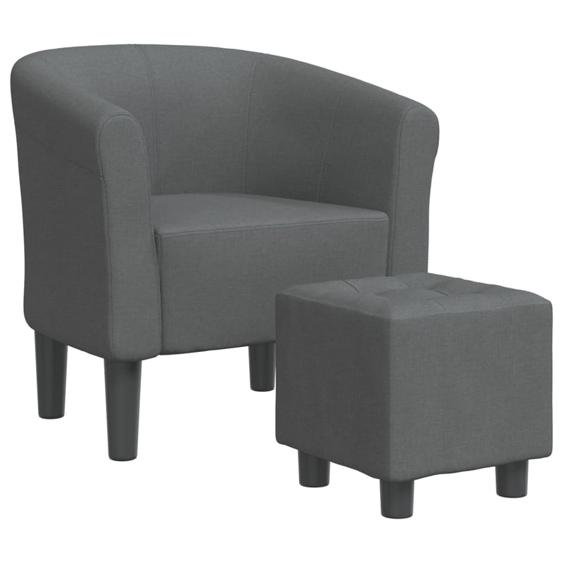Fotoliu tip cuvă cu taburet, gri închis, material textil