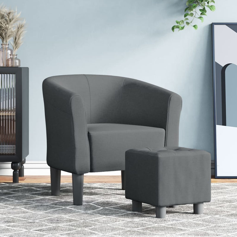 Fotoliu tip cuvă cu taburet, gri închis, material textil