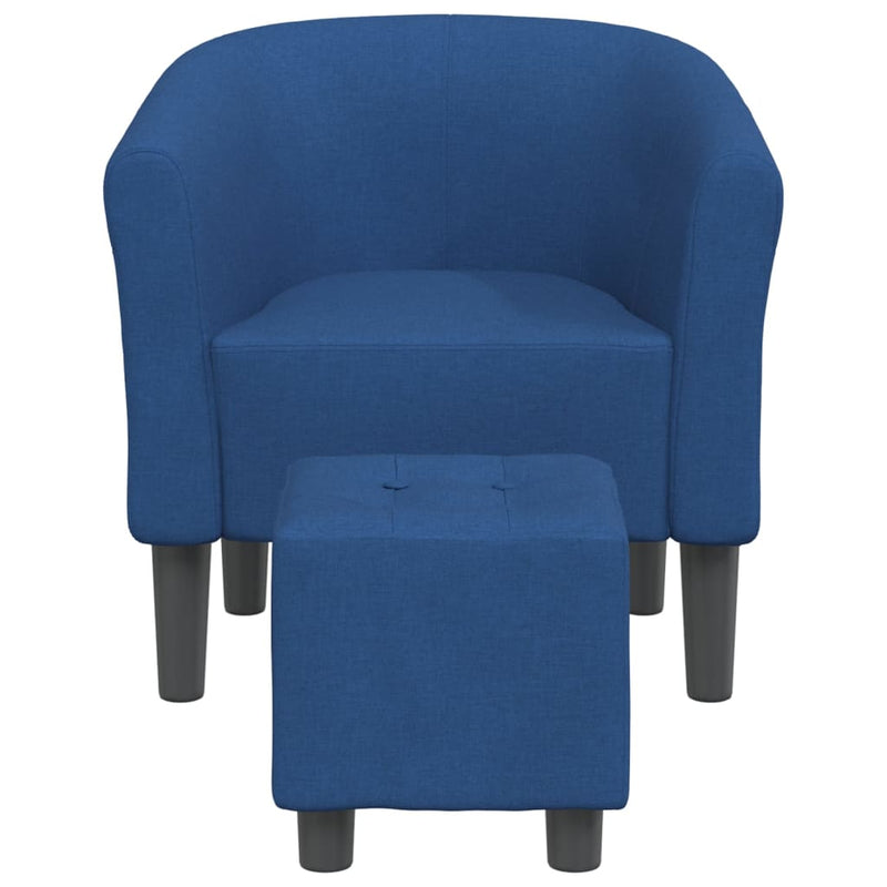Fotoliu tip cuvă cu taburet, albastru, material textil