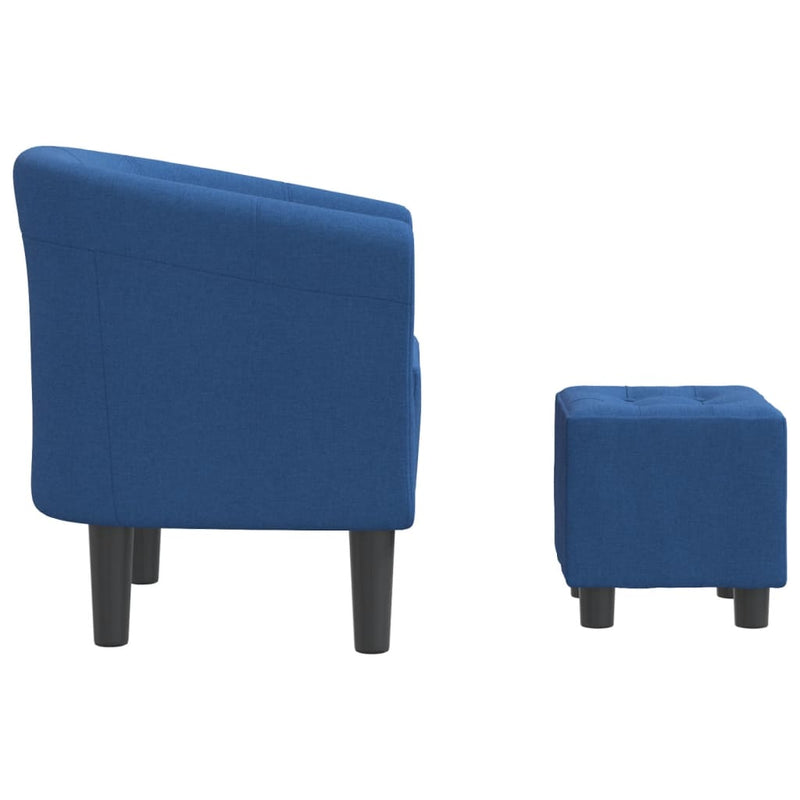 Fotoliu tip cuvă cu taburet, albastru, material textil