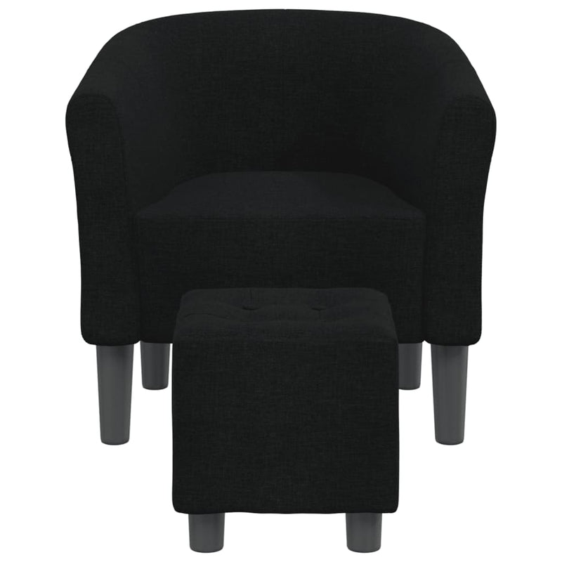 Fotoliu tip cuvă cu taburet, negru, material textil