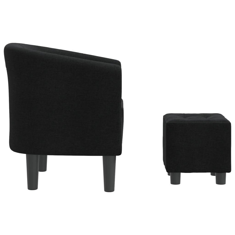 Fotoliu tip cuvă cu taburet, negru, material textil