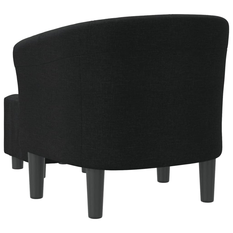Fotoliu tip cuvă cu taburet, negru, material textil