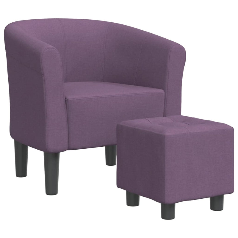 Fotoliu tip cuvă cu taburet, violet, material textil